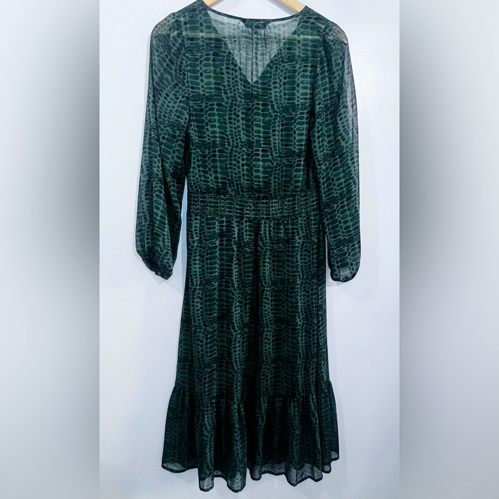 Elegant Green Patterned Dress, see through